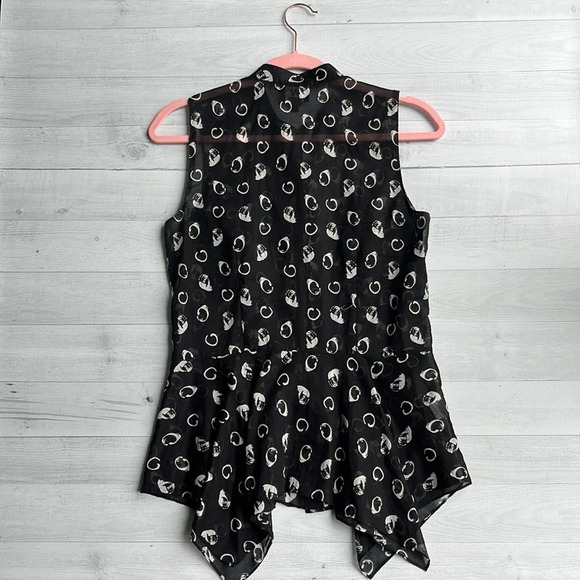 W By Worth Black & White Print Cotton Button Down 0 - Picture 2 of 5